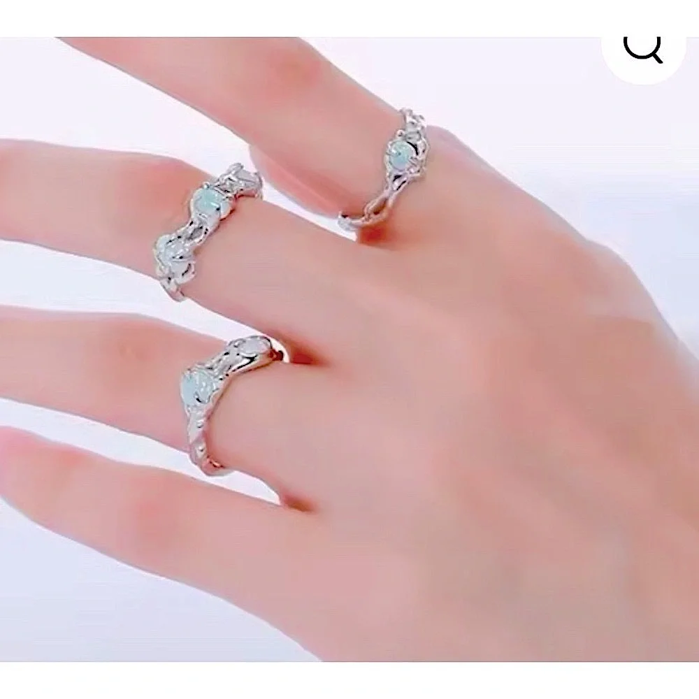 Opal Ring, Adjustable Ring, 925 Silver‎ Statement Ring, Women